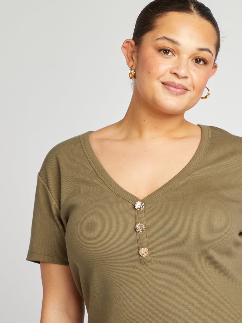 Vestido de malha canelada CAQUI - Kiabi