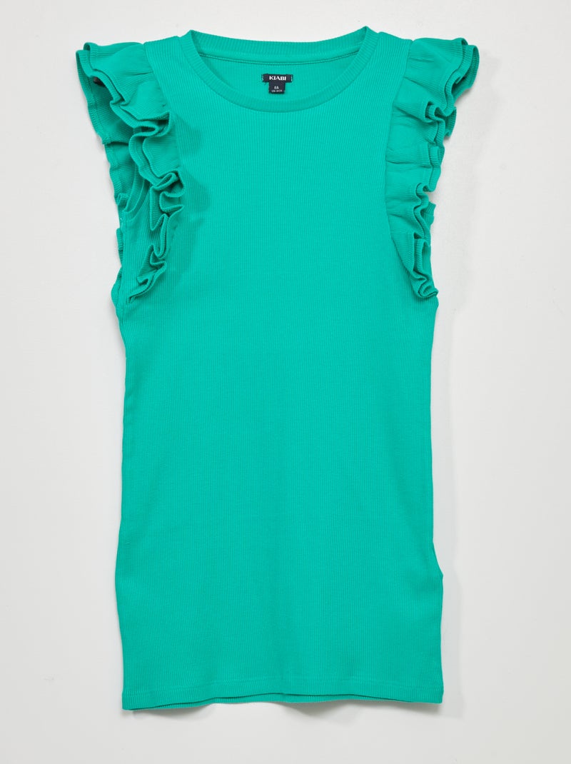 Vestido de malha canelada Verde - Kiabi