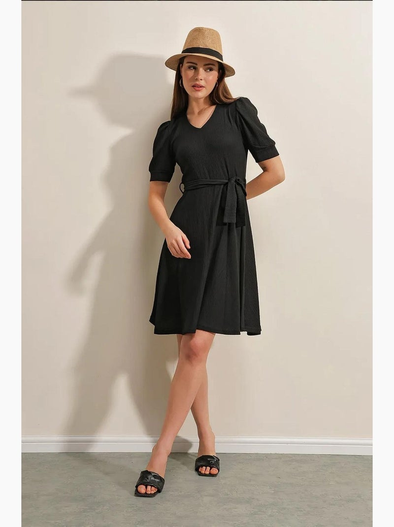Vestido de malha com cinto bdart Preto - Kiabi