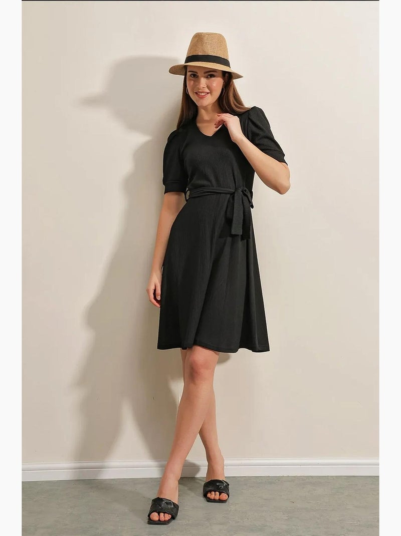 Vestido de malha com cinto bdart Preto - Kiabi