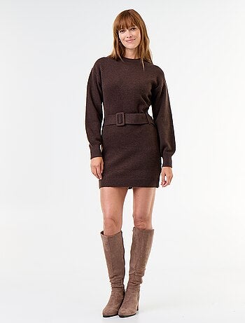 Vestido de malha com cinto