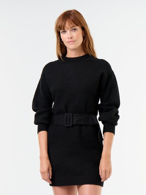 Vestido de malha com cinto - Kiabi