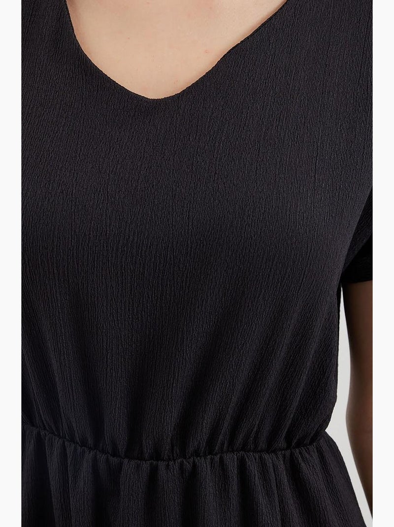 Vestido de malha com decote em v e racha bdart Preto - Kiabi