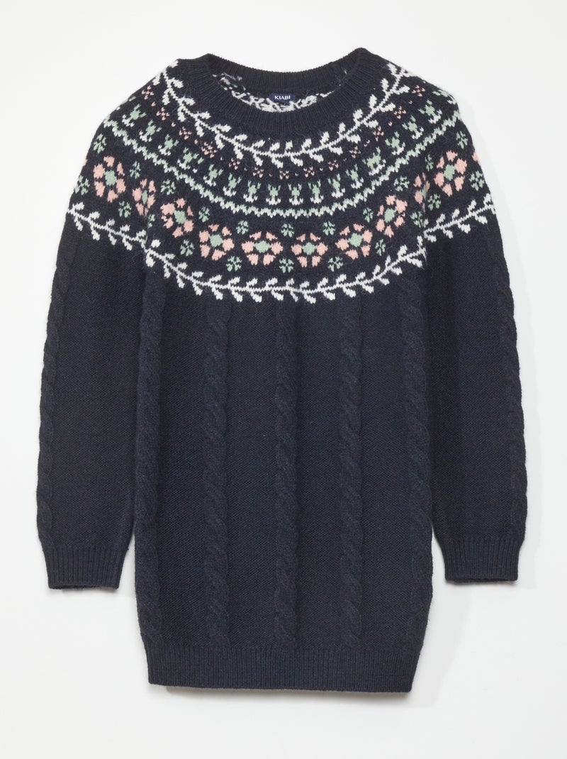 Vestido de malha com estampado 'jacquard' AZUL - Kiabi