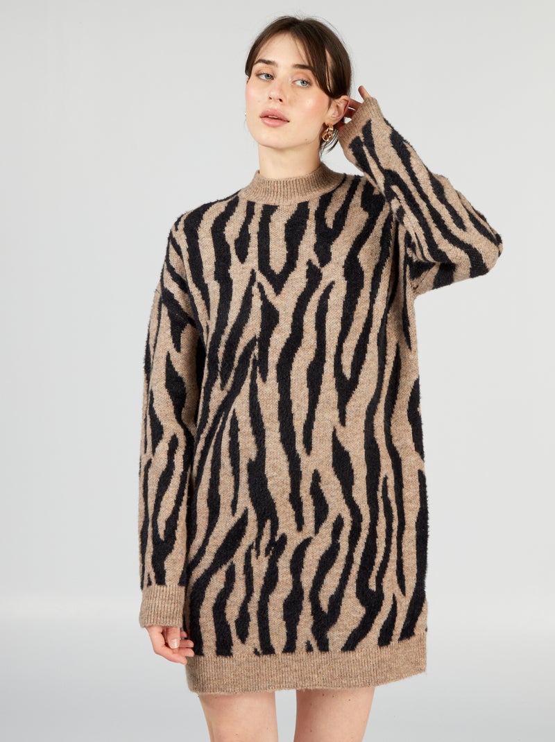 Vestido de malha com estampado PRETO - Kiabi
