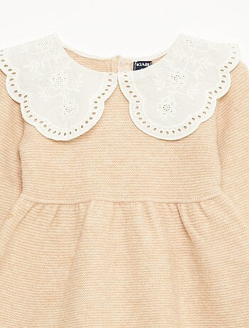 Vestido de malha com gola Peter Pan