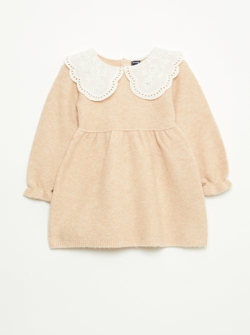 Vestido de malha com gola Peter Pan - Kiabi