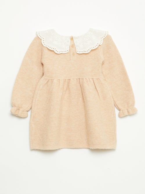 Vestido de malha com gola Peter Pan - Kiabi