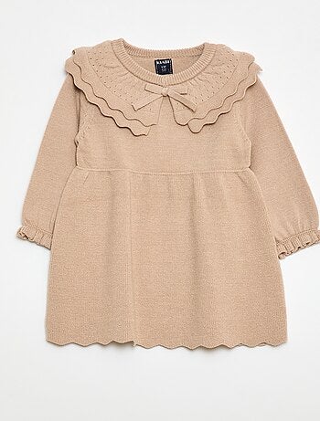 Vestido de malha com gola Peter Pan