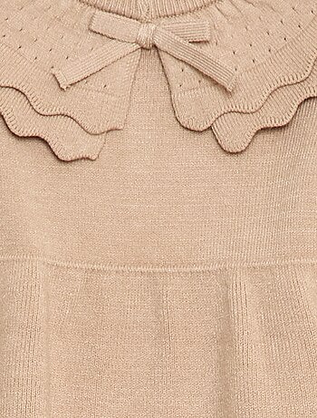 Vestido de malha com gola Peter Pan