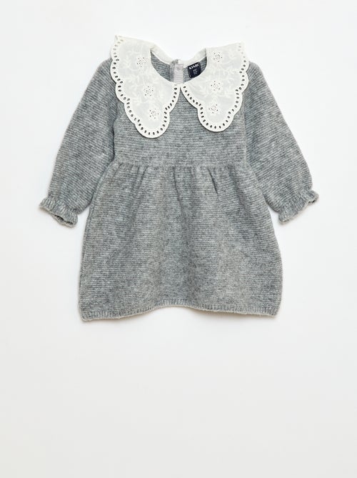 Vestido de malha com gola Peter Pan - Kiabi