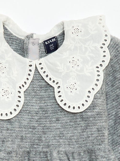 Vestido de malha com gola Peter Pan - Kiabi