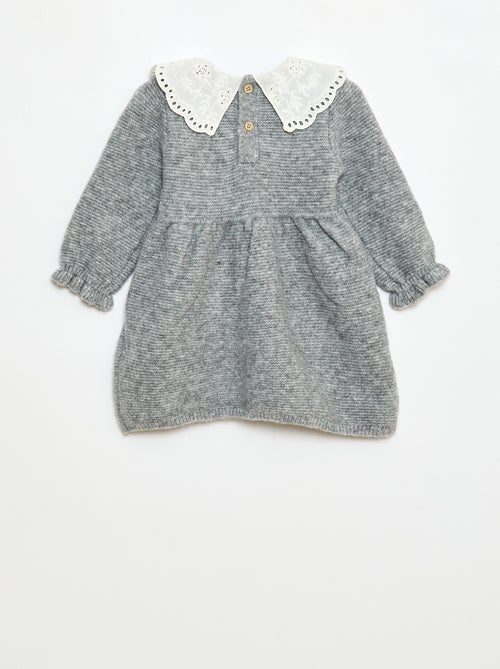 Vestido de malha com gola Peter Pan - Kiabi