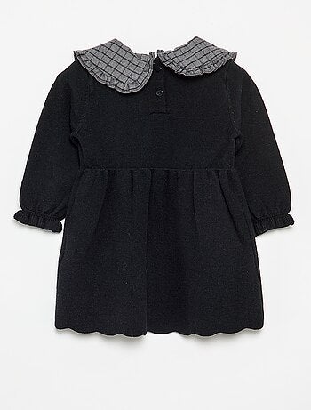 Vestido de malha com gola Peter Pan