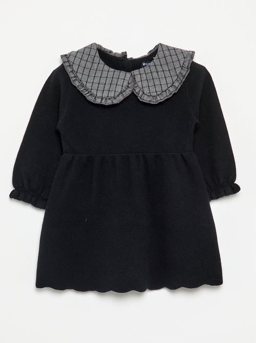 Vestido de malha com gola Peter Pan - Kiabi