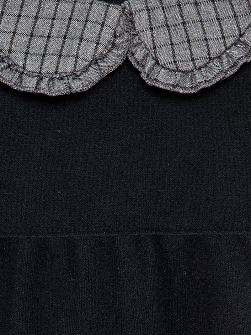 Vestido de malha com gola Peter Pan Preto - Kiabi