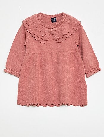 Vestido de malha com gola Peter Pan