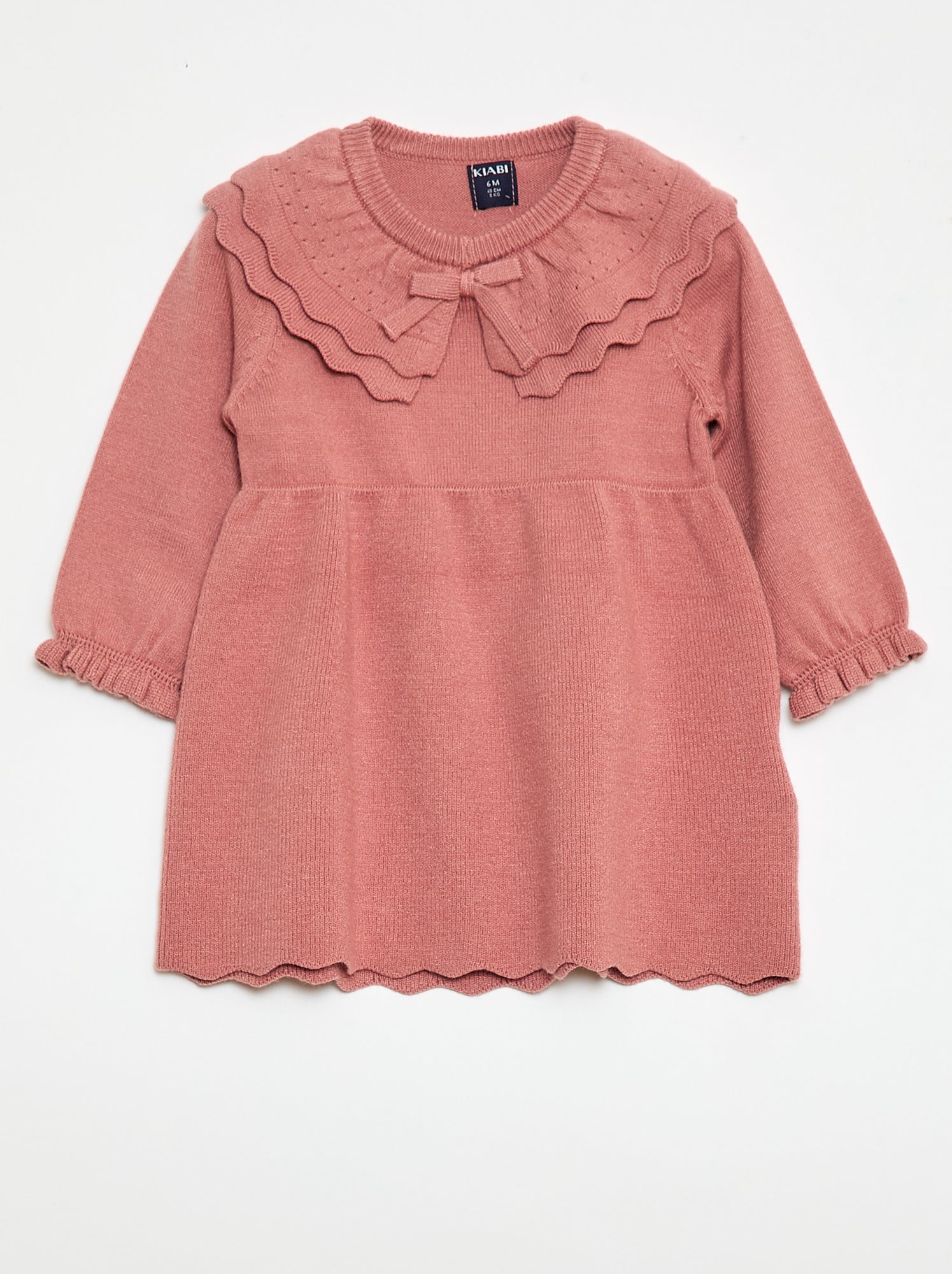 Vestido de malha com gola Peter Pan