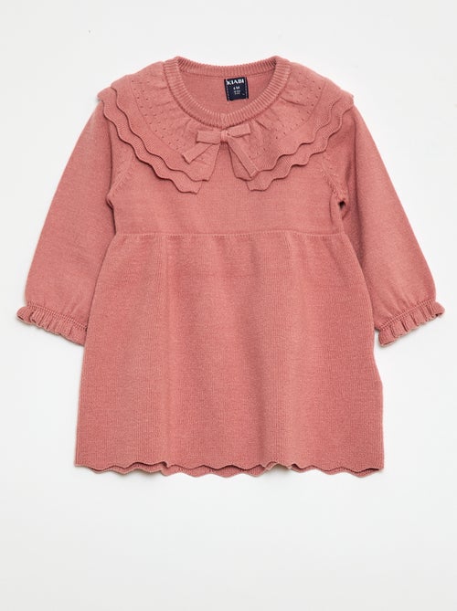 Vestido de malha com gola Peter Pan - Kiabi