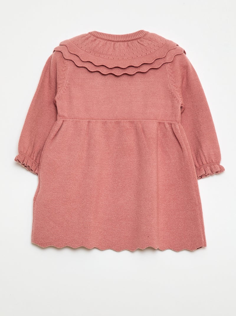 Vestido de malha com gola Peter Pan Rosa - Kiabi