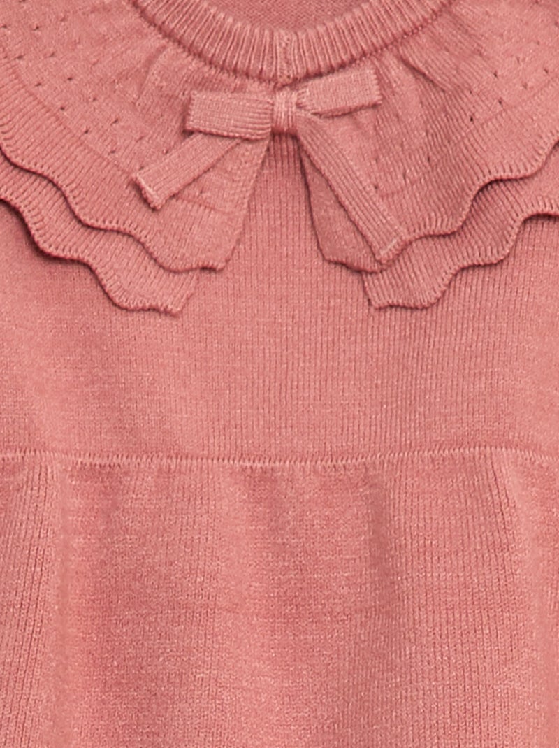 Vestido de malha com gola Peter Pan Rosa - Kiabi