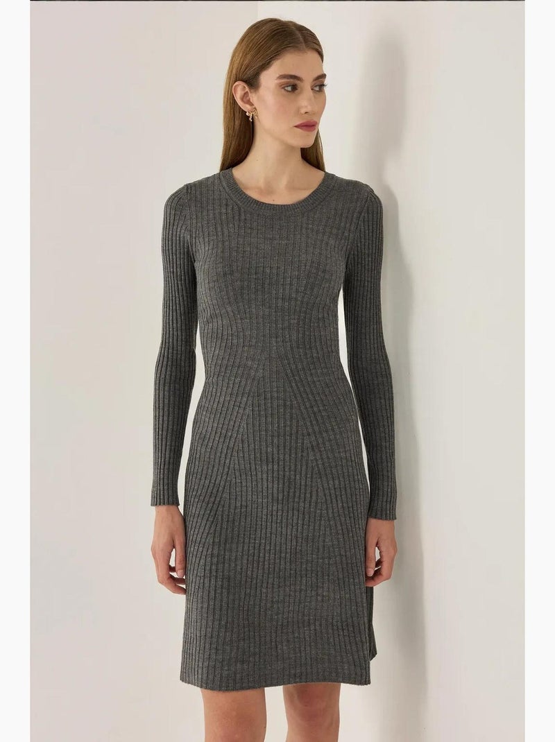 Vestido de malha com gola redonda hiccup Cinza - Kiabi