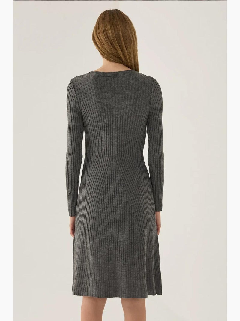 Vestido de malha com gola redonda hiccup Cinza - Kiabi