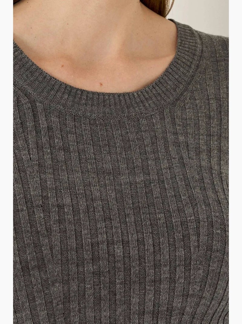 Vestido de malha com gola redonda hiccup Cinza - Kiabi