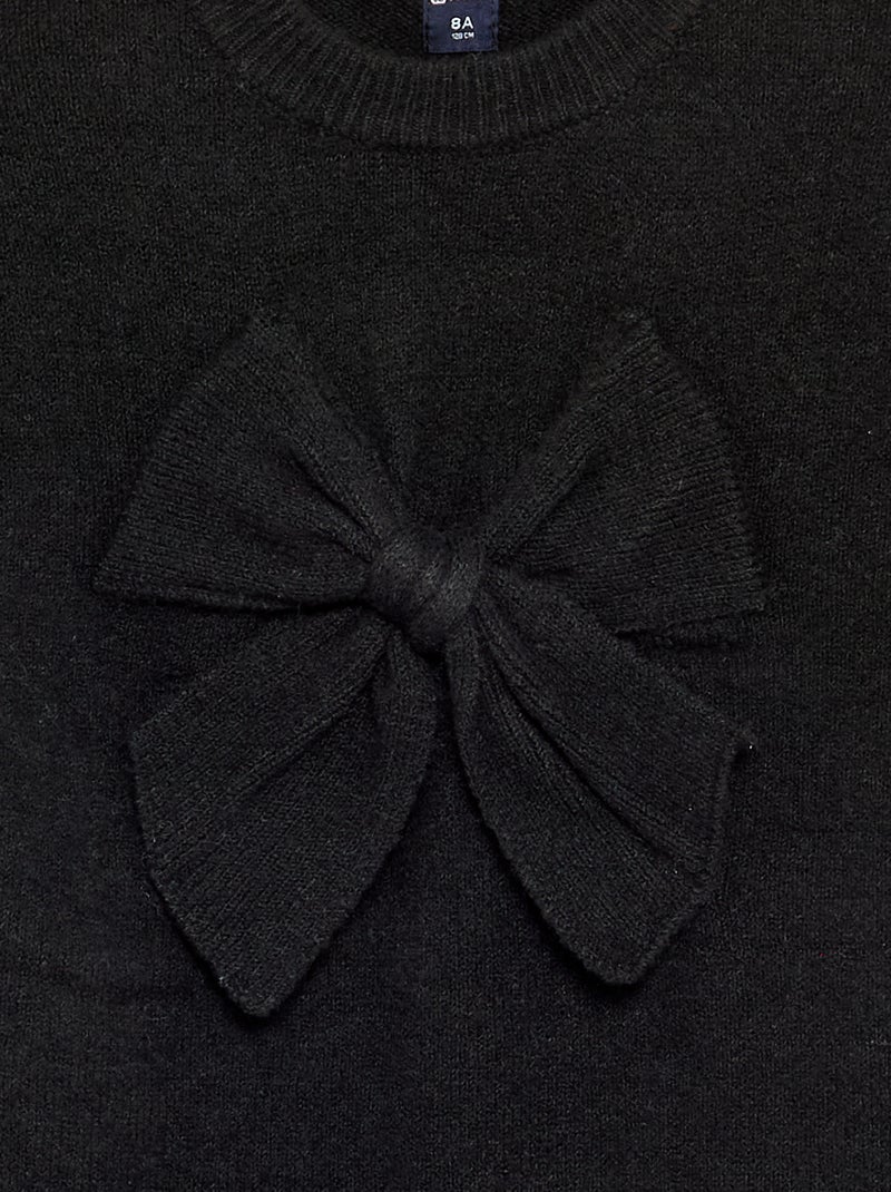 Vestido de malha com laço grande à frente Preto - Kiabi