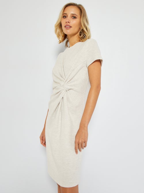 Vestido de malha com laço no cós - Kiabi