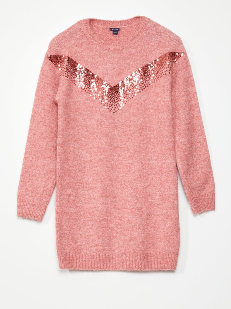 Vestido de malha com lantejoulas ROSA - Kiabi