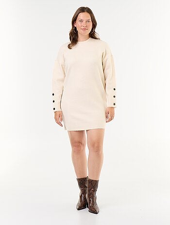 Vestido de malha com mangas abotoadas