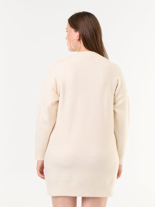 Vestido de malha com mangas abotoadas - Kiabi