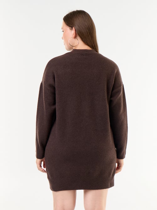 Vestido de malha com mangas abotoadas - Kiabi
