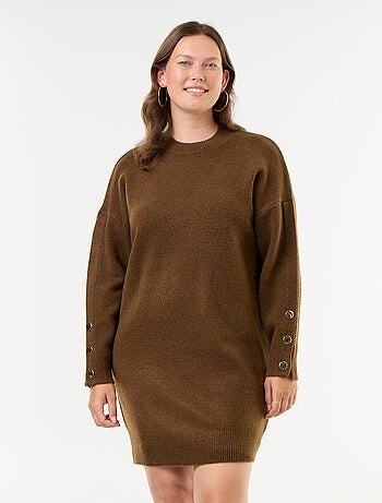 Vestido de malha com mangas abotoadas