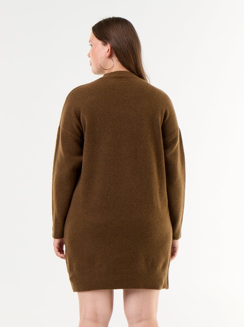 Vestido de malha com mangas abotoadas - Kiabi