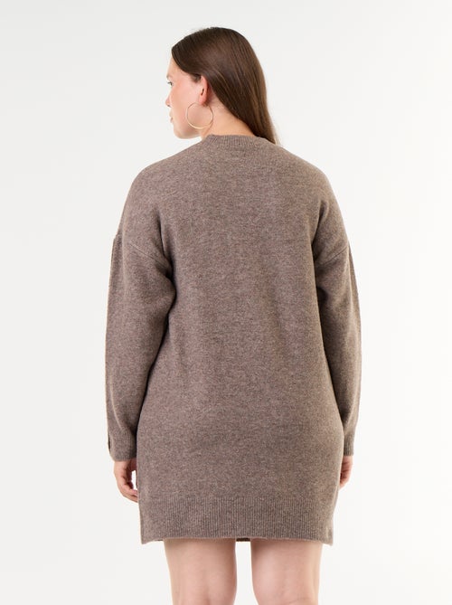 Vestido de malha com mangas abotoadas - Kiabi
