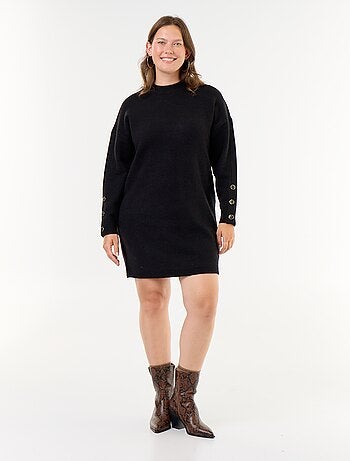 Vestido de malha com mangas abotoadas