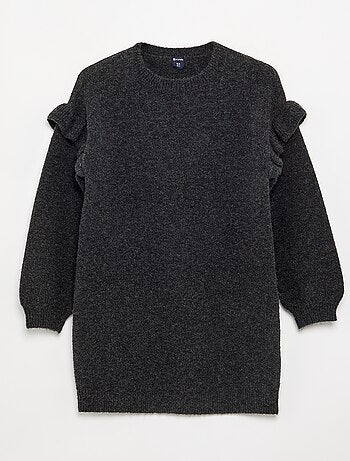 Vestido de malha com ombros com folhos