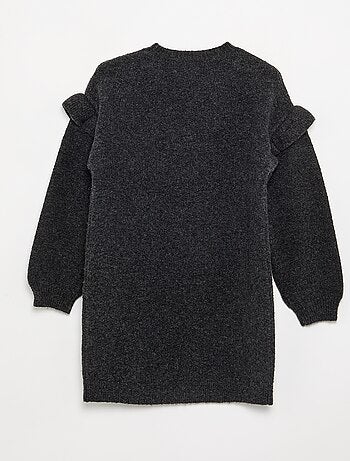 Vestido de malha com ombros com folhos
