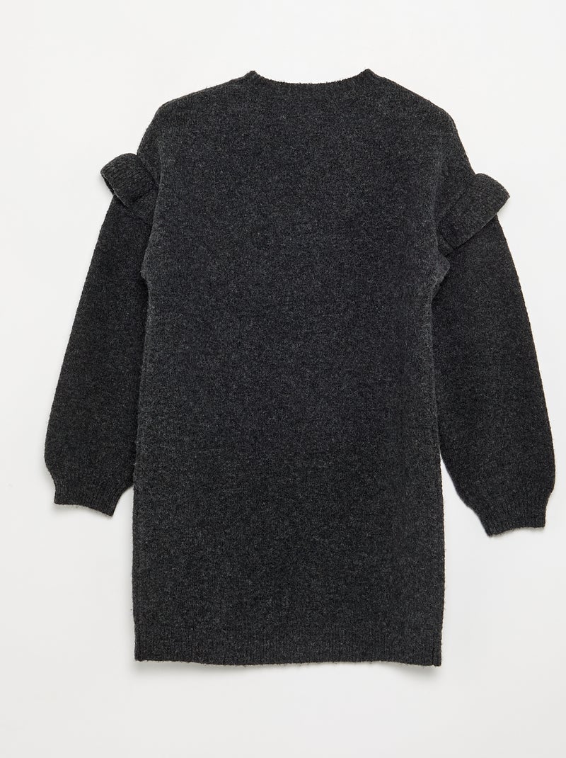 Vestido de malha com ombros com folhos Cinza - Kiabi