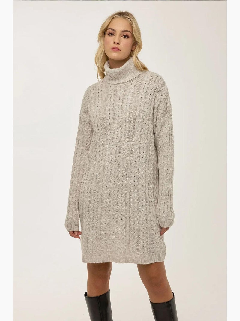 Vestido de malha com tranças hiccup Bege natural - Kiabi