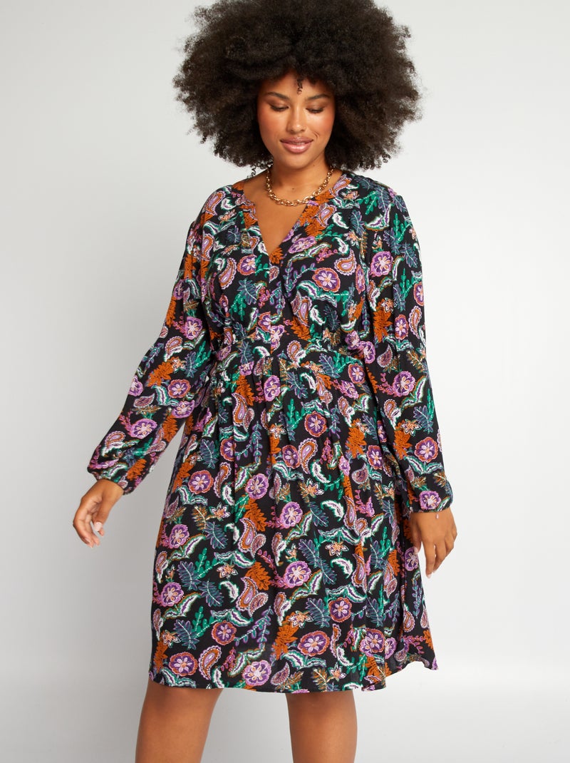 Vestido de malha crepe fluido Preto - Kiabi