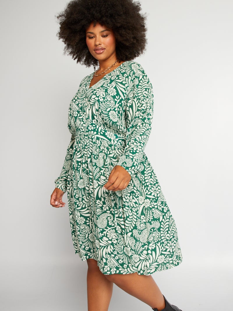 Vestido de malha crepe fluido Verde - Kiabi