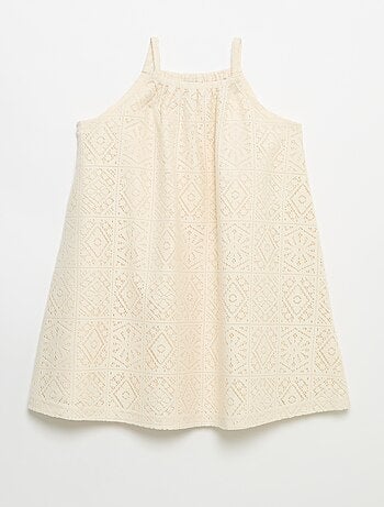 Vestido de malha de croché com alças não ajustáveis