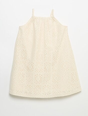 Vestido de malha de croché com alças não ajustáveis