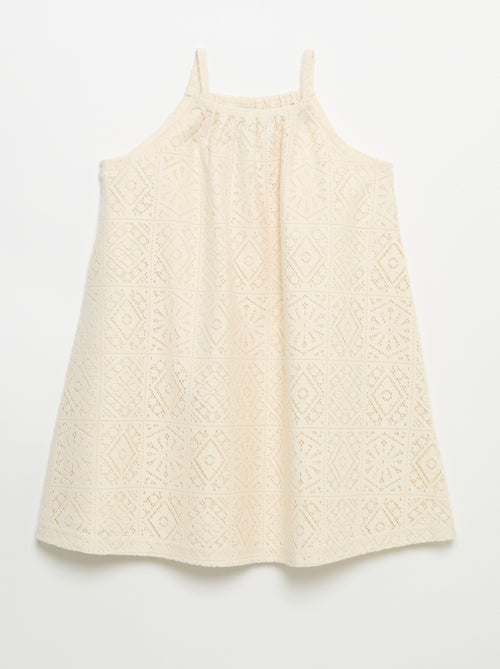 Vestido de malha de croché com alças não ajustáveis - Kiabi
