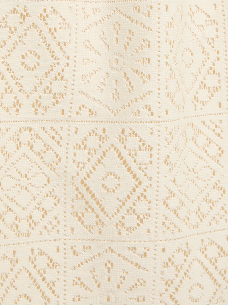 Vestido de malha de croché com alças não ajustáveis Bege - Kiabi
