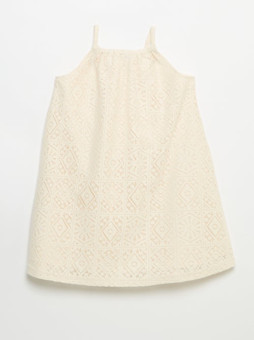 Vestido de malha de croché com alças não ajustáveis - Kiabi