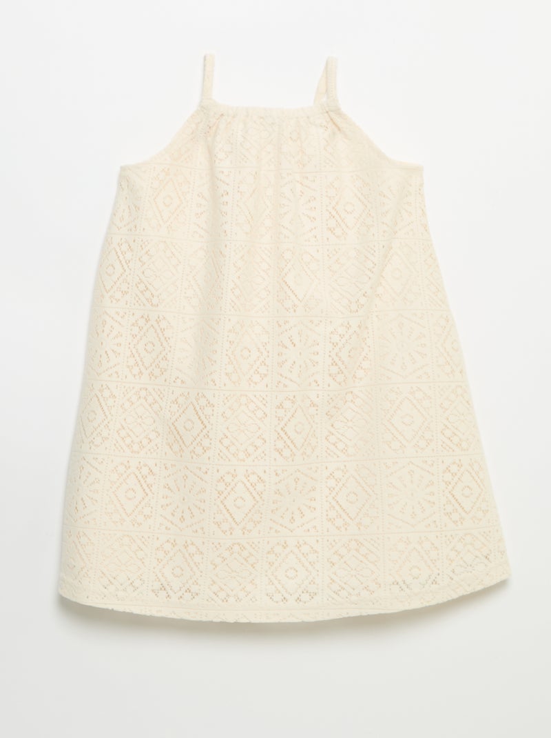 Vestido de malha de croché com alças não ajustáveis Bege - Kiabi